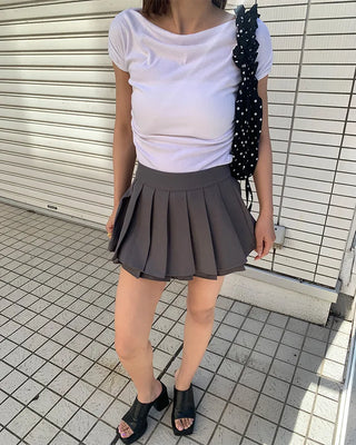 Shoulder shirring detail draped T-shirt