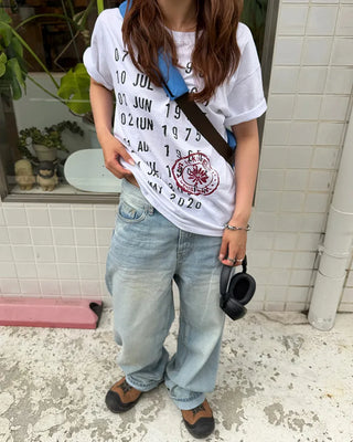 Washed double-pocket wide-leg denim