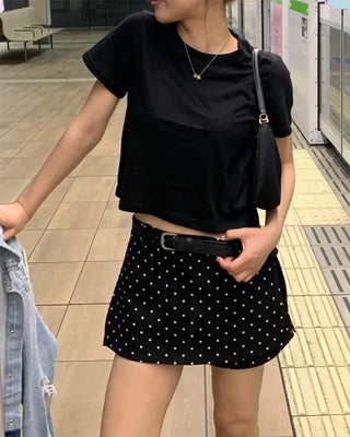 Wide-fit cropped cotton t-shirt