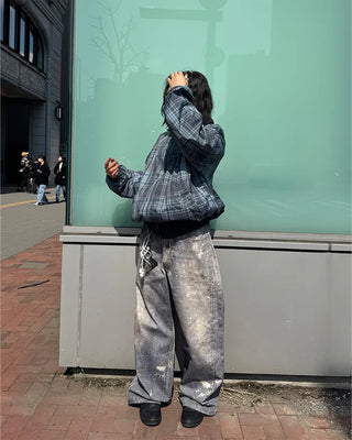 (Unisex) Paint Wash Wide Denim
