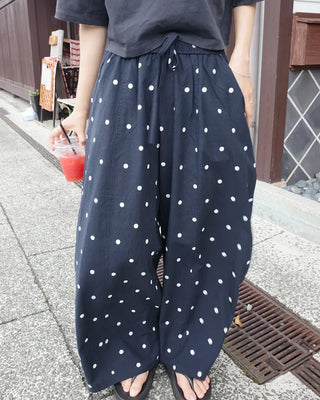 Linen Dot Wide Easy Pants