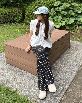 Polka Dot Linen Balloon Pants
