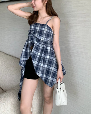Checked Twist Frill Camisole