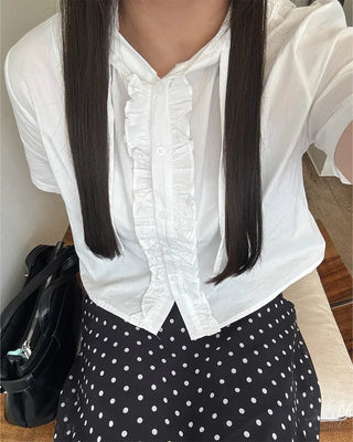 Frilled Hooded Blouse