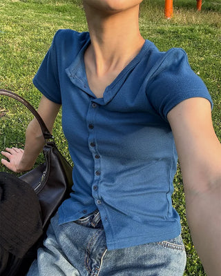 Button-down short-sleeved T-shirt
