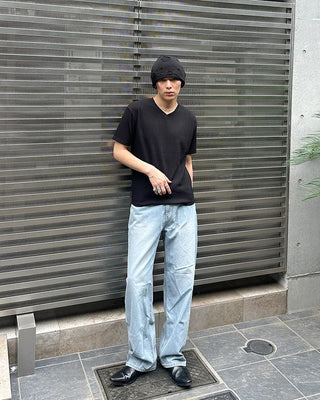 Washed wide-leg denim