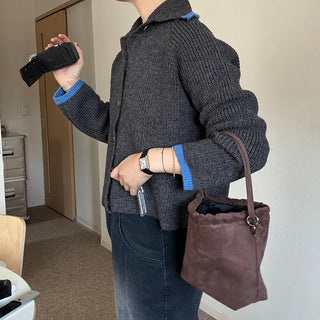 Two-tone knit cardigan