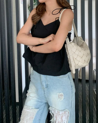 Grid pattern leisure shoulder bag