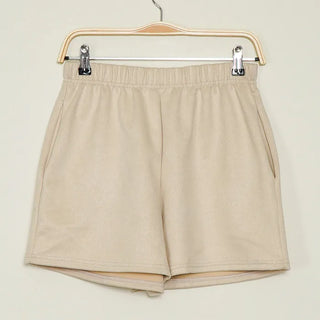 Suede elastic shorts/half pants