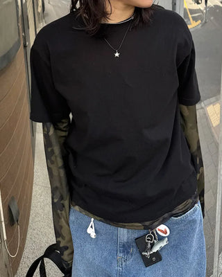 Camouflage layered T-shirt