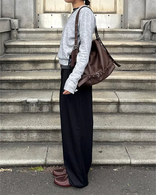 Drape-form buckle shoulder bag