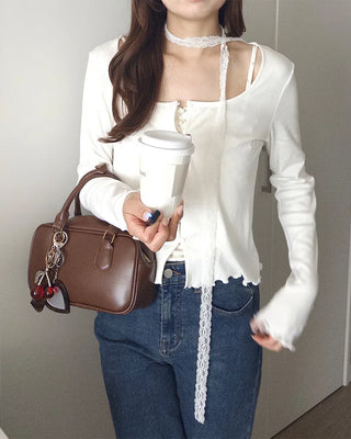 Flower lace camisole & cardigan set
