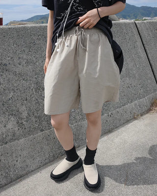 Nylon shorts with string waistband
