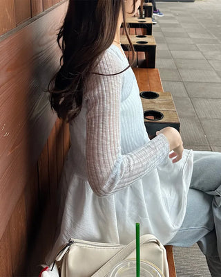 V-neck sheer cardigan