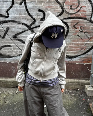 Flower Hooded Zip Hoodie