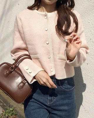 Two-tone knit cardigan