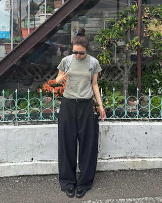 Striped wide slacks
