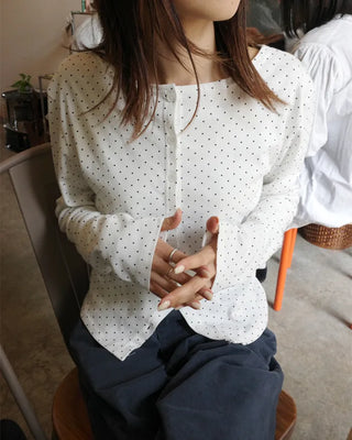 Round neck polka dot cardigan