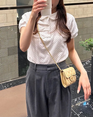 Dot Shirring Short-Sleeve T-Shirt