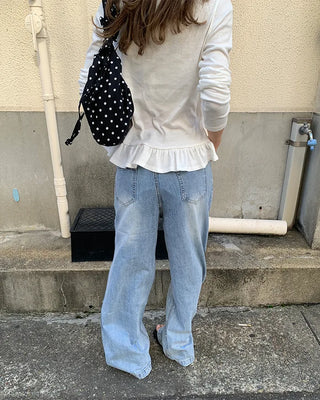 Cubic Wide Denim Pants