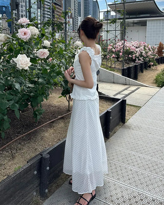 Polka Dot Chiffon Long Skirt