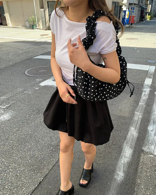 Dot Shirring Shoulder Bag