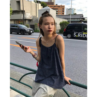 Checked Shirred Camisole