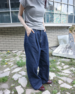 Pintuck Wide Denim Pants
