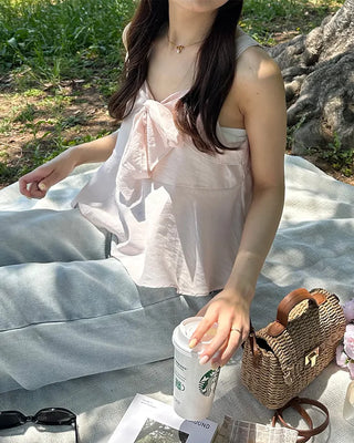 Ribbon frill sleeveless
