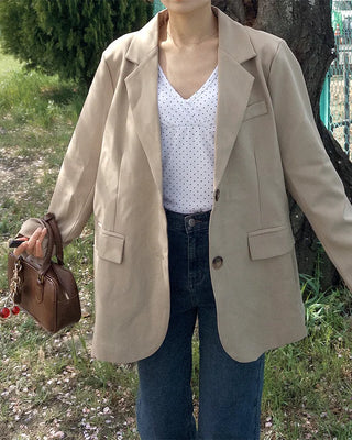 Oversized button-down single jacket