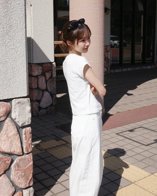 Basic cropped short-sleeved T-shirt