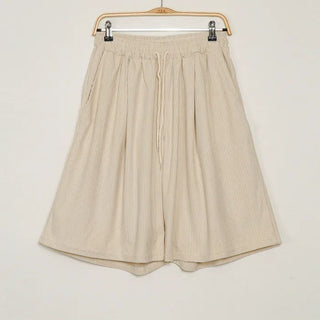 Corduroy elastic waist shorts