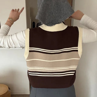 Striped Half-Zip Vest