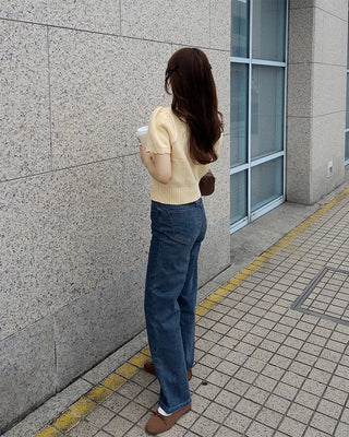 Elastic waist denim pants