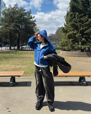 Oversized washed zip hoodie