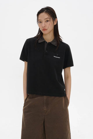 [MASONPRINCE] Check Collar Pique Cotton Polo