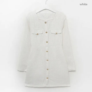 Square neck tweed mini dress