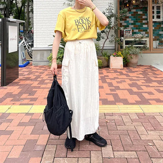 Side-shirred nylon skirt