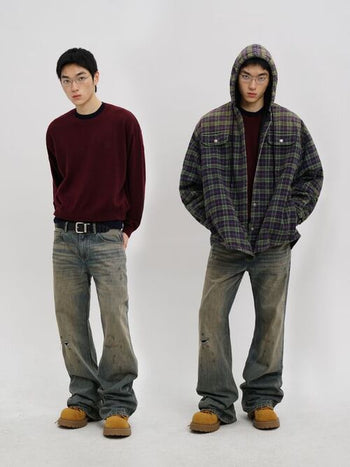 [MASONPRINCE] Wool Blend Layered Look Sweater
