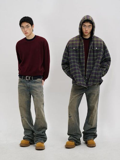 [MASONPRINCE] Wool Blend Layered Look Sweater