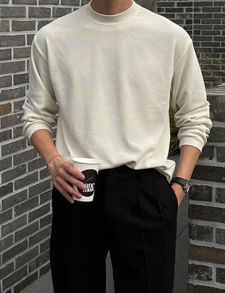 Low-neck knit long-sleeve T-shirt (5 colors)