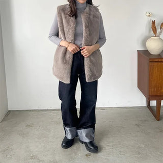 Roll-up low-rise denim pants