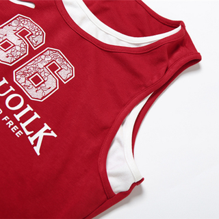 Crewneck hollow out figure pattern contrast cut out top