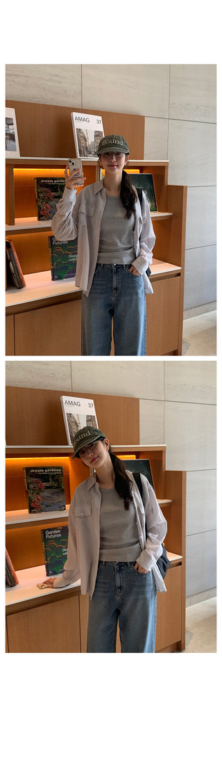 Studded wide-leg denim pants