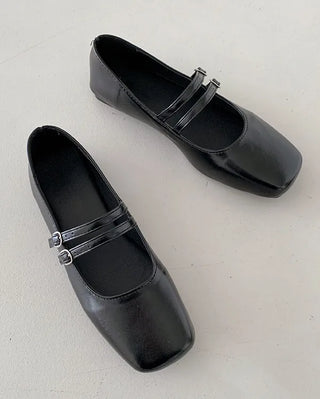 Double-strap Mary Jane flat shoes