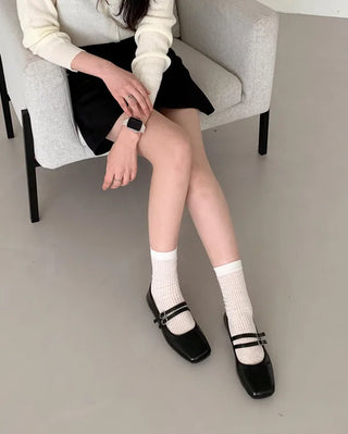 Double-strap Mary Jane flat shoes