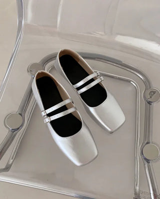 Double-strap Mary Jane flat shoes