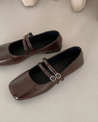 Double-strap Mary Jane flat shoes