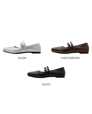 Double-strap Mary Jane flat shoes