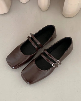 Double-strap Mary Jane flat shoes
